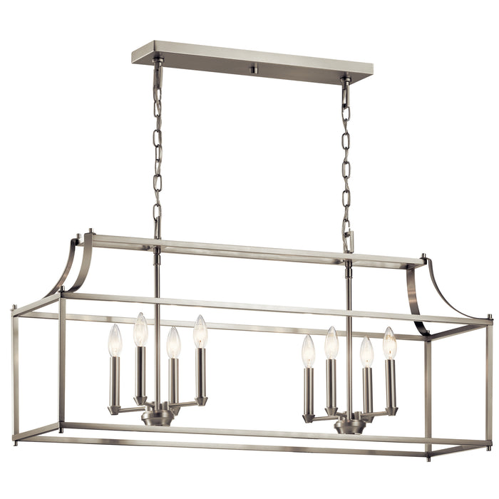 Kichler 42497NI Eight Light Linear Chandelier, Brushed Nickel
