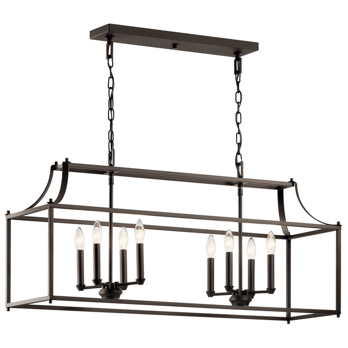 Kichler 42497OZ Eight Light Linear Chandelier, Olde Bronze