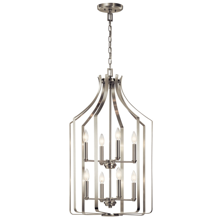 Kichler 42498NI Eight Light Foyer Chandelier, Brushed Nickel