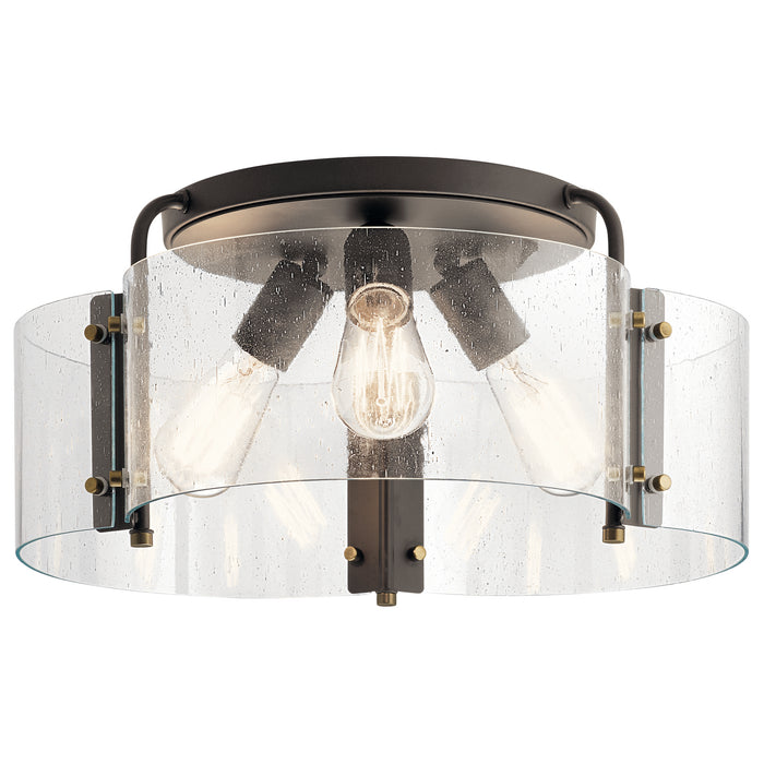Kichler 42955OZ Three Light Semi Flush Mount, Olde Bronze