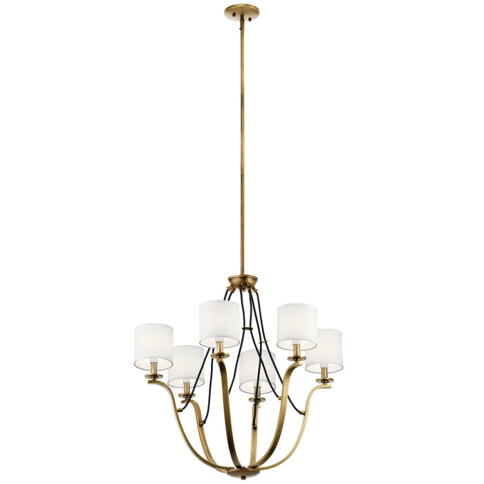 Kichler 43532NBR Six Light Chandelier, Natural Brass
