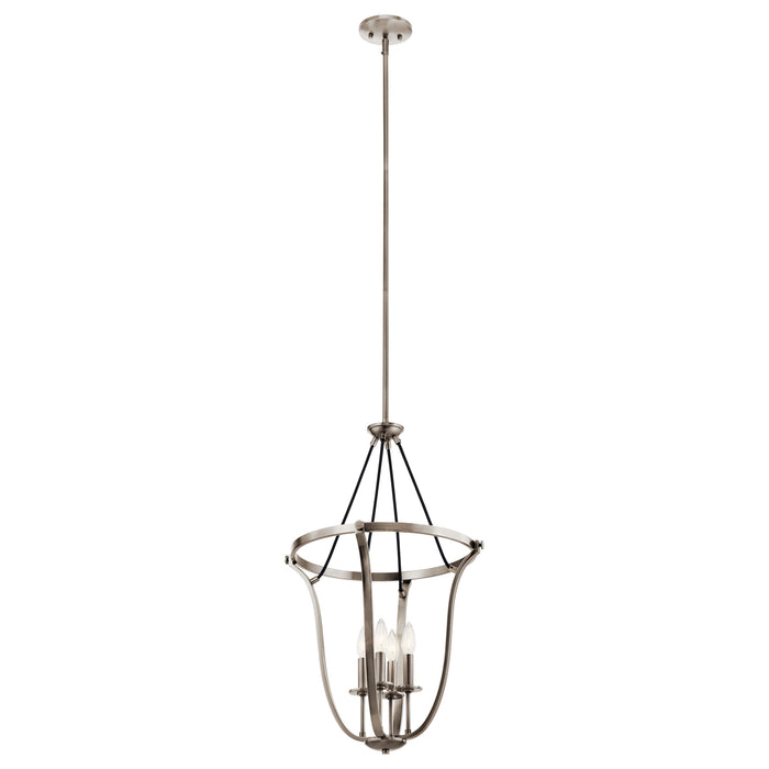 Kichler 43535CLP Four Light Foyer Pendant, Classic Pewter