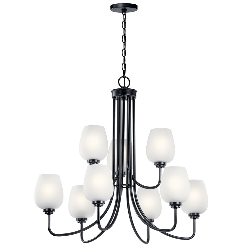 Kichler 44378BK Nine Light Chandelier, Black