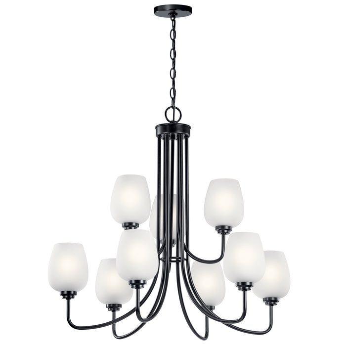 Kichler 44378BK Nine Light Chandelier, Black