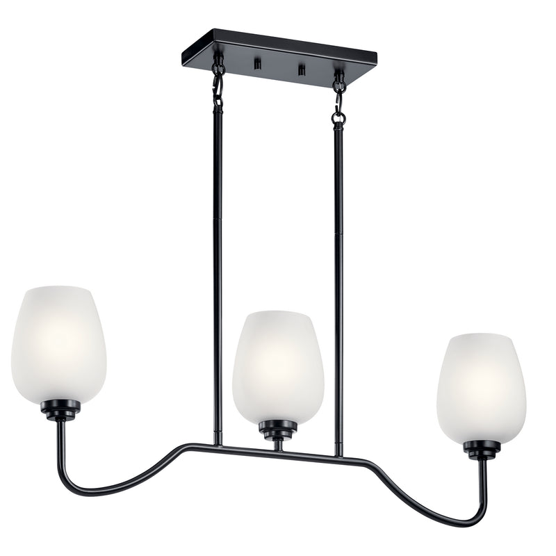 Kichler 44379BK Three Light Linear Chandelier, Black