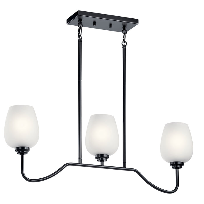 Kichler 44379BK Three Light Linear Chandelier, Black