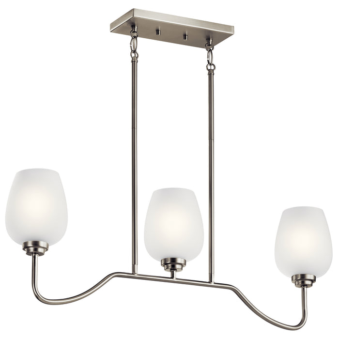 Kichler 44379NI Three Light Linear Chandelier, Brushed Nickel