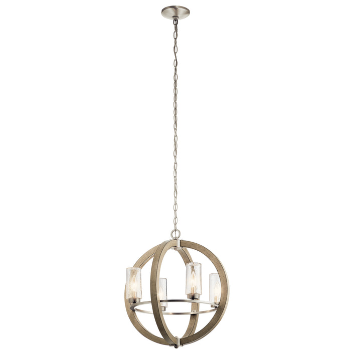 Kichler 49791DAG Four Light Outdoor Chandelier, Distressed Antique Gray