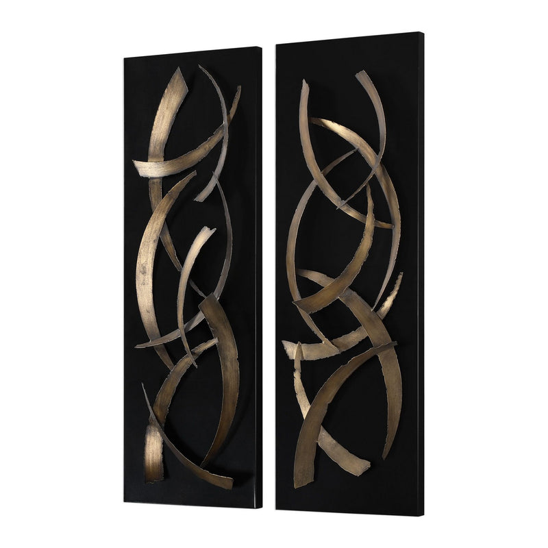 Uttermost 04139 Wall Art, S/2, Brushed Gold