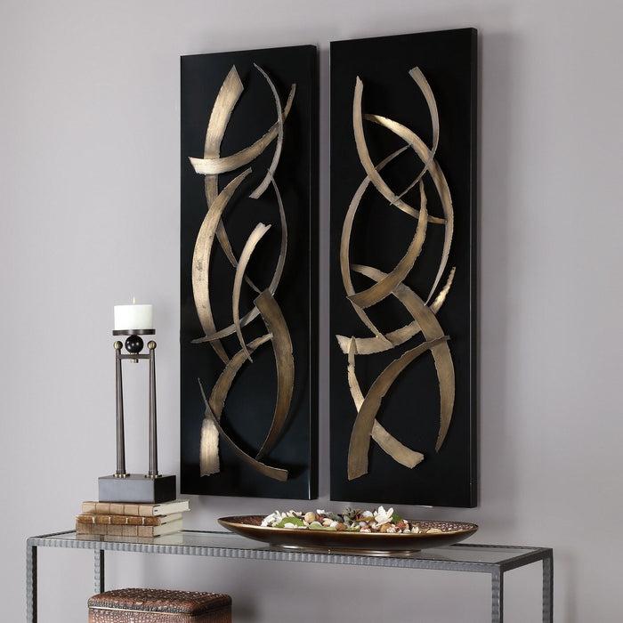 Uttermost 04139 Wall Art, S/2, Brushed Gold