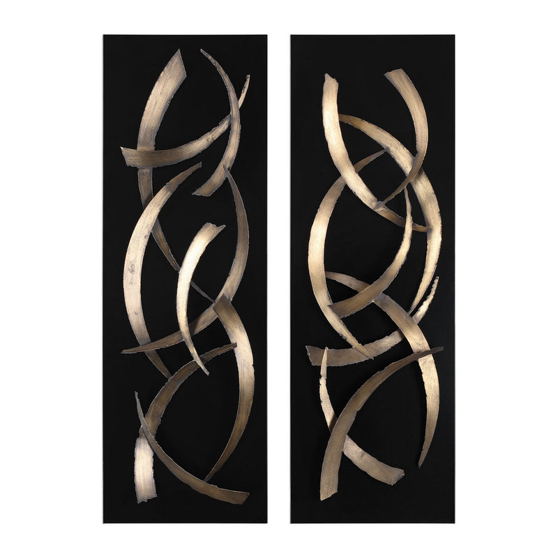 Uttermost 04139 Wall Art, S/2, Brushed Gold