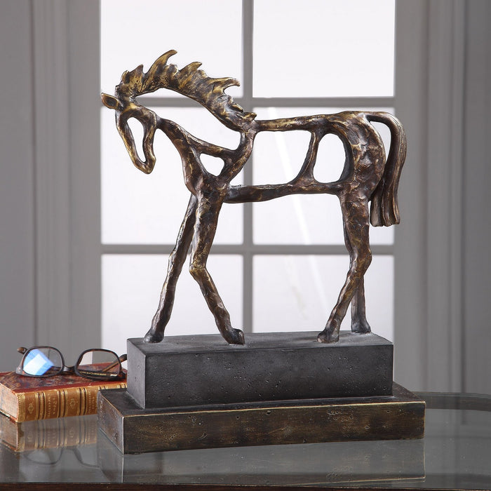 Uttermost 17514 Sculpture, Antiqued Bronze With Dark Brown