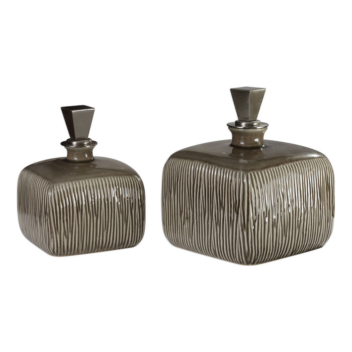 Uttermost 18938 Bottles, S/2, Brushed Nickel