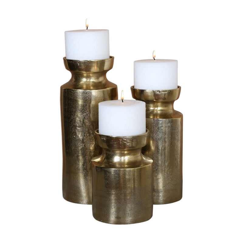 Uttermost 18958 Candleholders, Set/3, Antique Brass