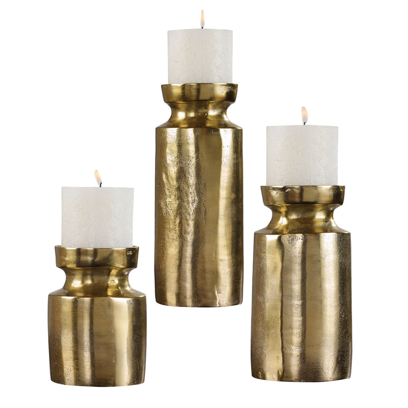 Uttermost 18958 Candleholders, Set/3, Antique Brass