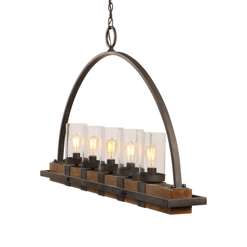 Uttermost 21328 Five Light Linear Chandelier, Deep Weathered Bronze