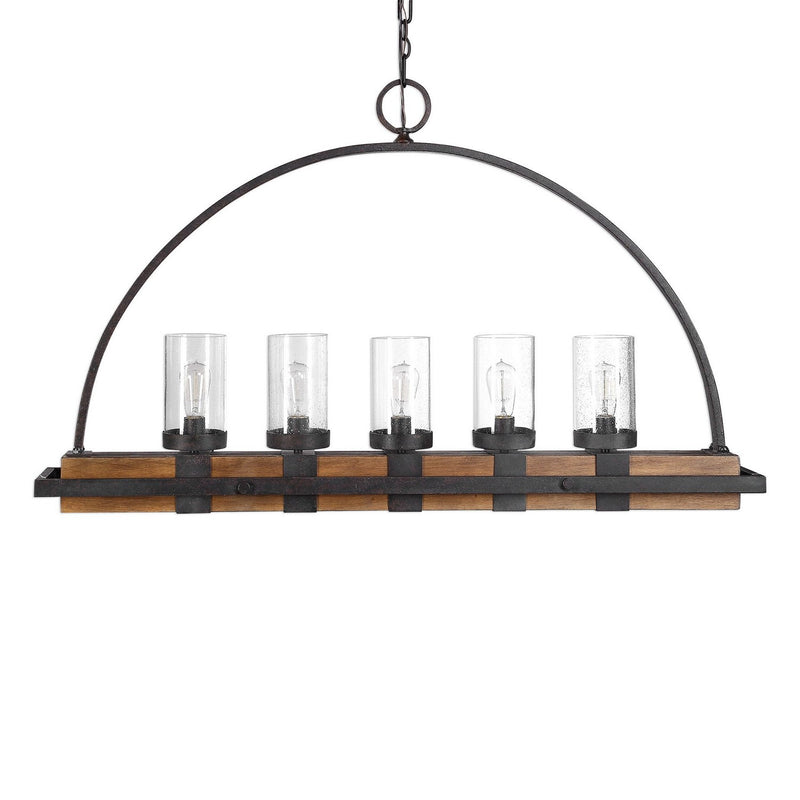 Uttermost 21328 Five Light Linear Chandelier, Deep Weathered Bronze