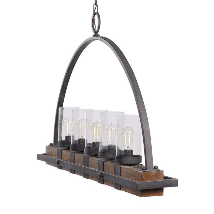Uttermost 21328 Five Light Linear Chandelier, Deep Weathered Bronze