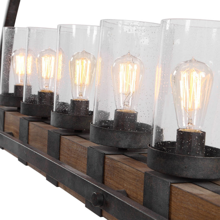 Uttermost 21328 Five Light Linear Chandelier, Deep Weathered Bronze