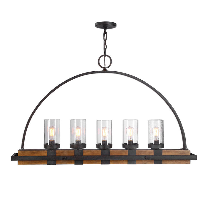 Uttermost 21328 Five Light Linear Chandelier, Deep Weathered Bronze