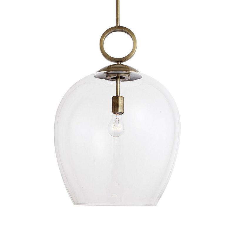 Uttermost 22127 One Light Pendant, Aged Brass