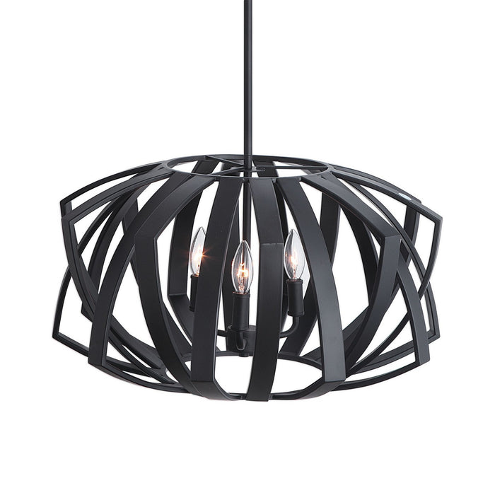 Uttermost 22137 Three Light Pendant, Matte Black