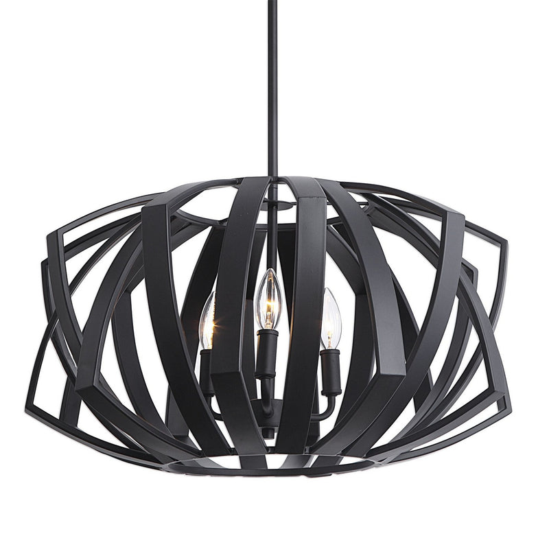 Uttermost 22137 Three Light Pendant, Matte Black