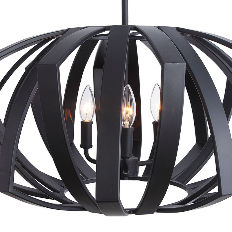 Uttermost 22137 Three Light Pendant, Matte Black