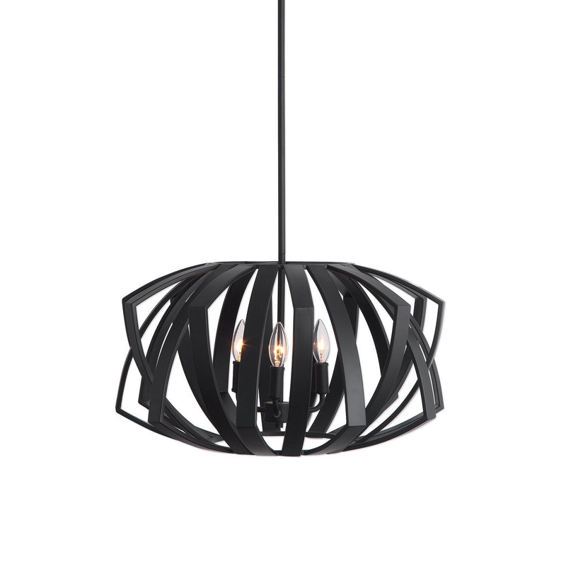 Uttermost 22137 Three Light Pendant, Matte Black