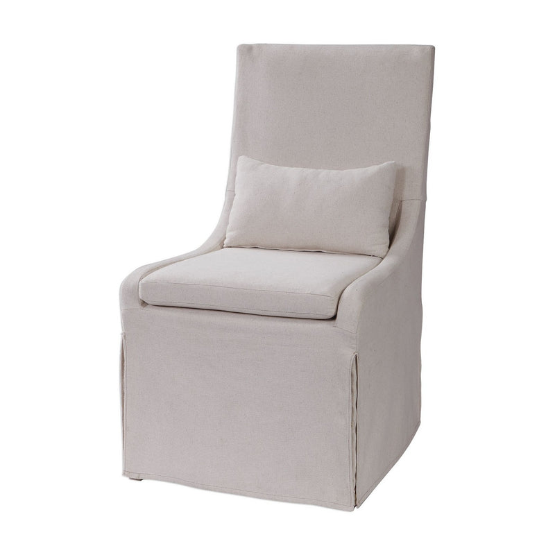 Uttermost 23493 Arm Chair, Off White Linen