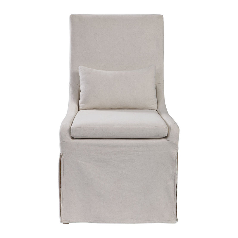 Uttermost 23493 Arm Chair, Off White Linen