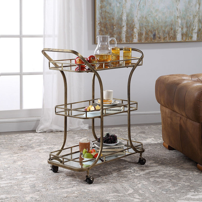 Uttermost 24876 Serving Cart, Antiqued Gold