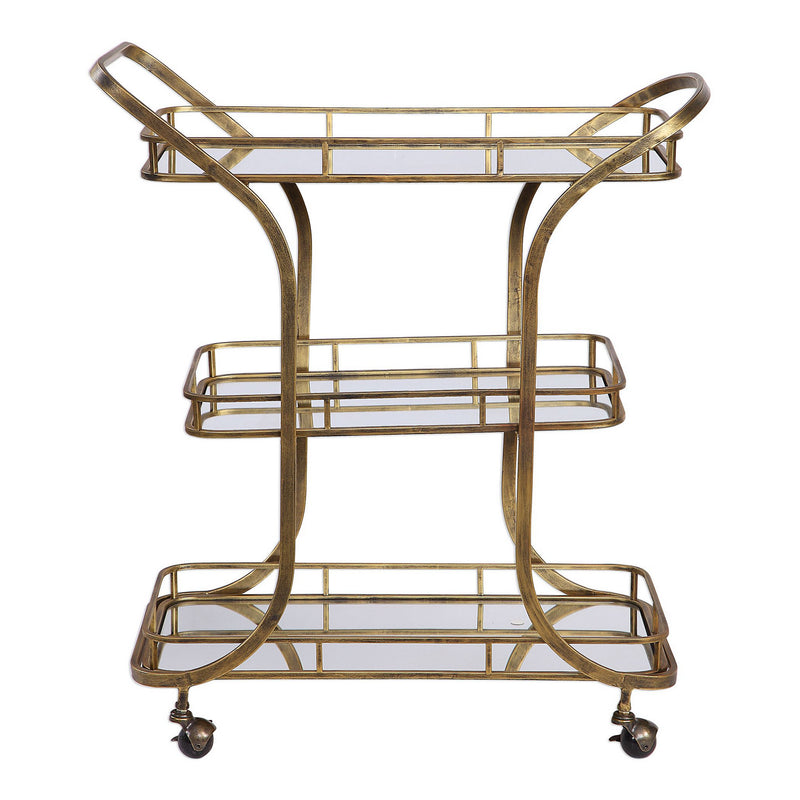 Uttermost 24876 Serving Cart, Antiqued Gold