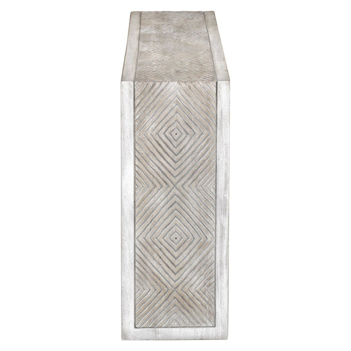 Uttermost 25839 Console Table, Aged Bone White Over Mahogany