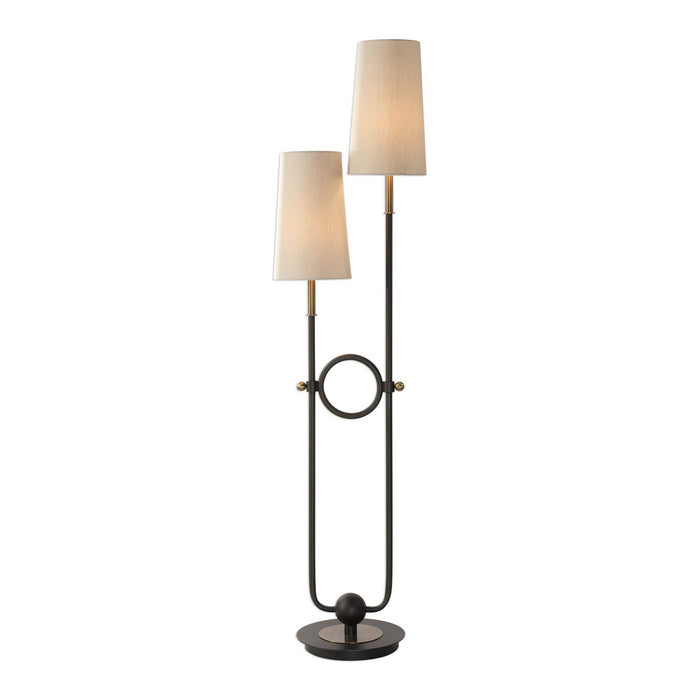 Uttermost 28169 Two Light Floor Lamp, Antique Brass