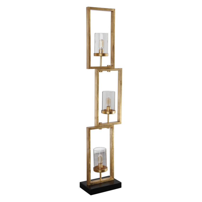 Uttermost 28189-1 Three Light Floor Lamp, Antiqued Gold Leaf