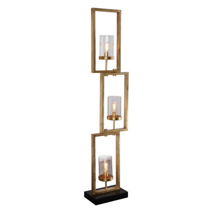 Uttermost 28189-1 Three Light Floor Lamp, Antiqued Gold Leaf