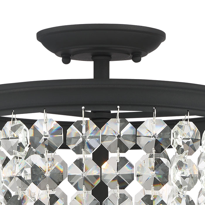 Crystorama 783-BF-CL-MWP Three Light Semi Flush Mount, Black Forged