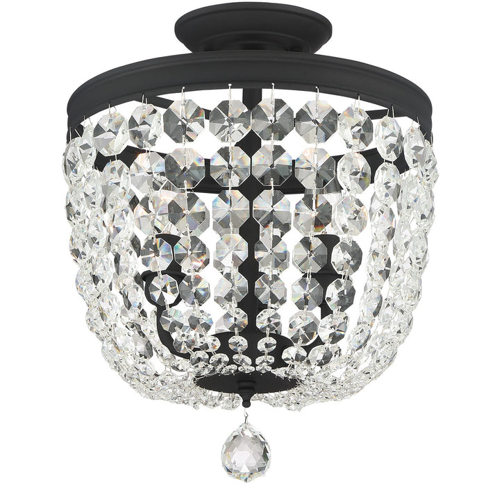 Crystorama 783-BF-CL-MWP Three Light Semi Flush Mount, Black Forged