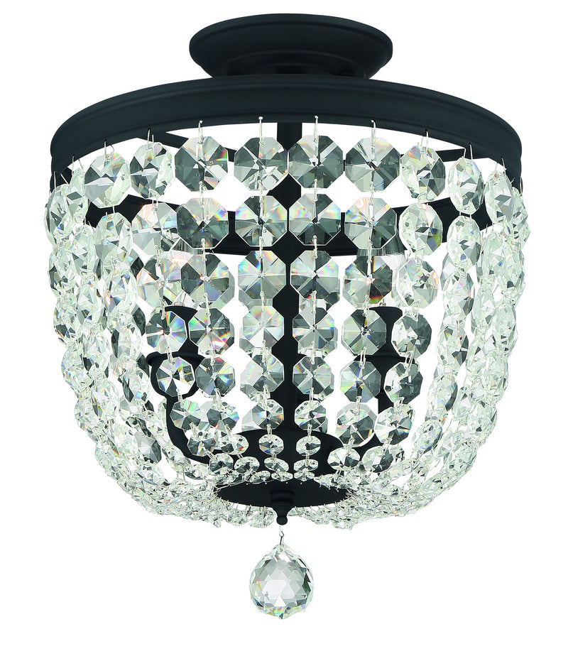 Crystorama 783-BF-CL-MWP Three Light Semi Flush Mount, Black Forged