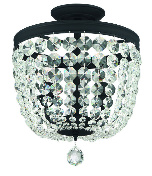 Crystorama 783-BF-CL-MWP Three Light Semi Flush Mount, Black Forged