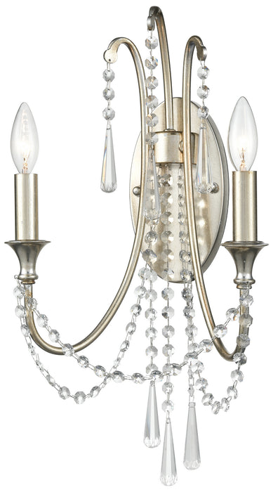 Crystorama ARC-1902-SA-CL-MWP Two Light Wall Sconce, Antique Silver