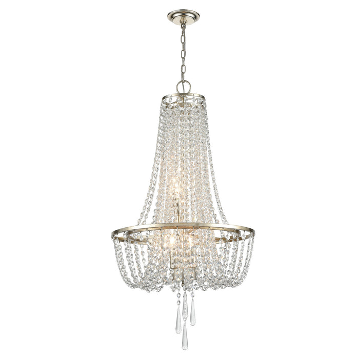 Crystorama ARC-1907-SA-CL-MWP Four Light Chandelier, Antique Silver