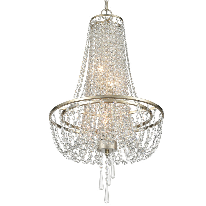 Crystorama ARC-1907-SA-CL-MWP Four Light Chandelier, Antique Silver