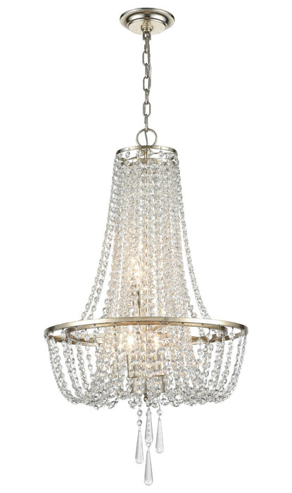 Crystorama ARC-1907-SA-CL-MWP Four Light Chandelier, Antique Silver