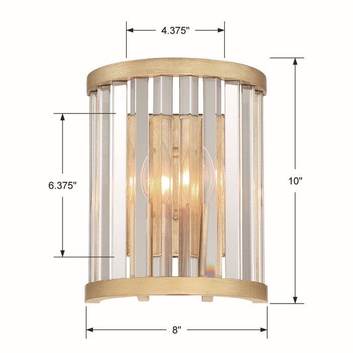 Crystorama DAR-1012-DT Two Light Wall Sconce, Distressed Twilight