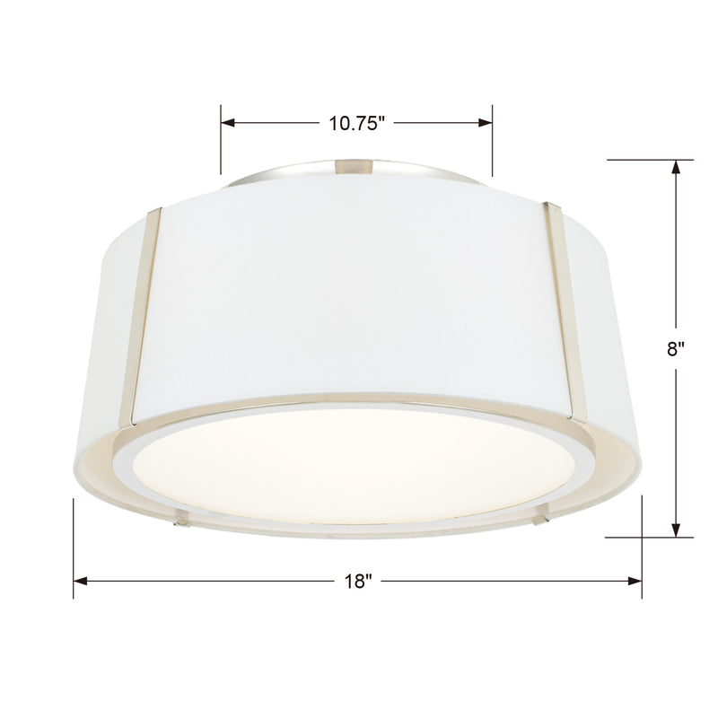 Crystorama FUL-905-PN Three Light Semi Flush Mount, Polished Nickel