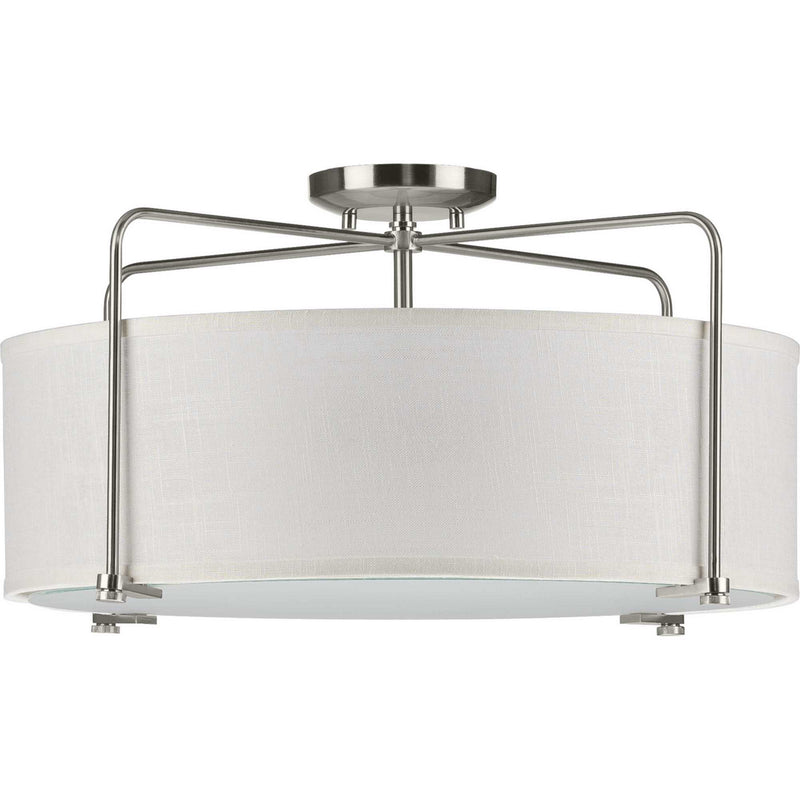 Progress Lighting P350110-009 Three Light Semi Flush Convertible, Brushed Nickel