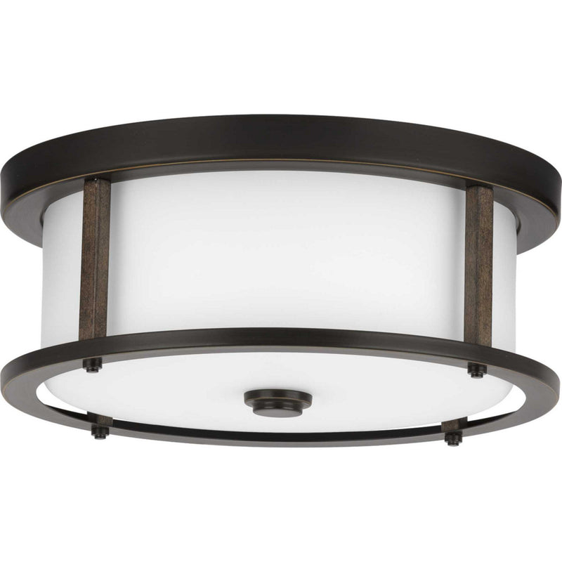 Progress Lighting P350144-020 Two Light Flush Mount, Antique Bronze
