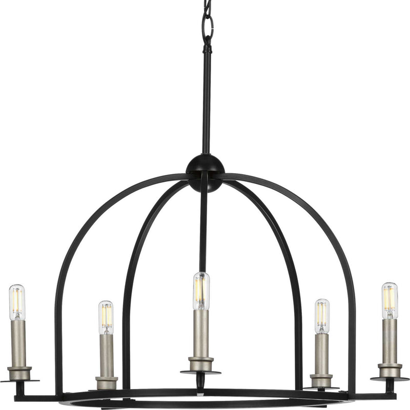 Progress Lighting P400115-031 Five Light Chandelier, Matte Black